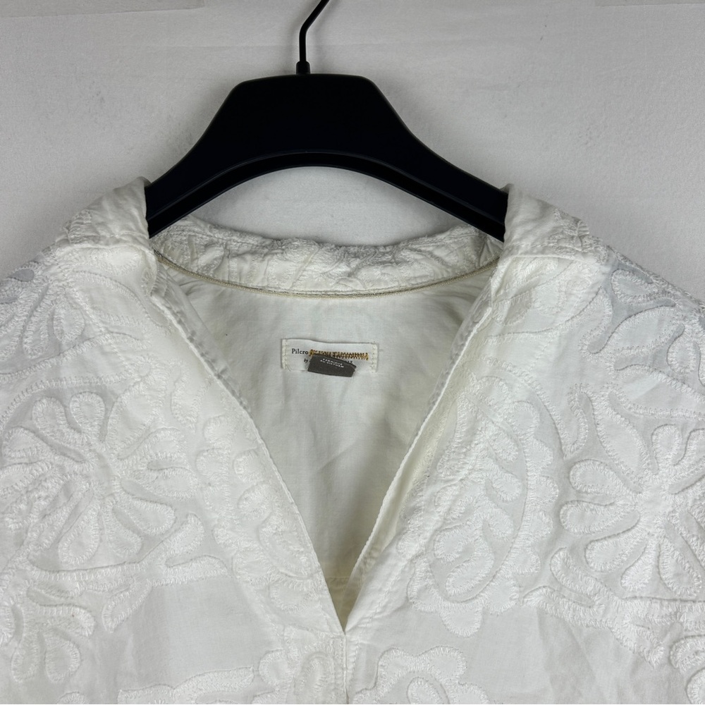 Anthropologie pilcroWhite textured floral oversize shoulder Button Down Shirt XS - Picture 4 of 8